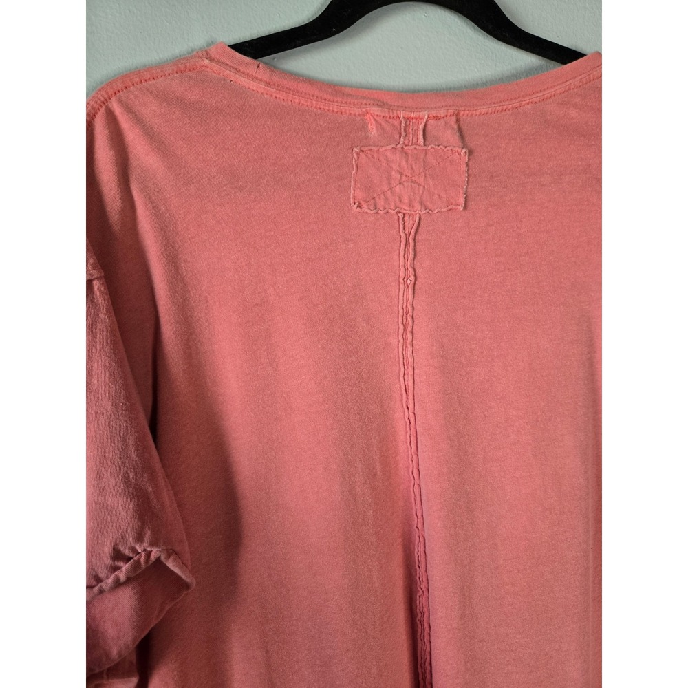 We The Free Nina Tee Coral Oversized Boxy Size Large Raw Hem - Picture 7 of 8